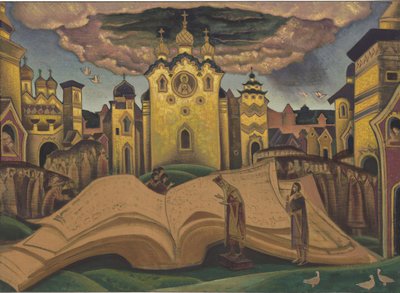 Golubinaya Kniga (Kyyhkysen kirja, le livre de la colombe) Roerich, Nicholas (1874-1947). Tempera kankaalle, koko: 73,5x101,5 tekijältä Nicholas Roerich