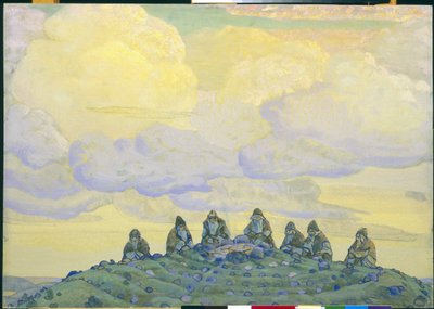 Suuri uhri: sisustus Igor Stravinskyn balettiin "Kevään riitto", 1910 tekijältä Nicholas Roerich