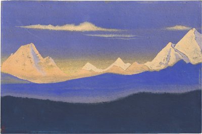 Himalaja par Roerich, Nicholas (1874-1947). Tempera pahville, koko: 30,5x45,7 tekijältä Nicholas Roerich