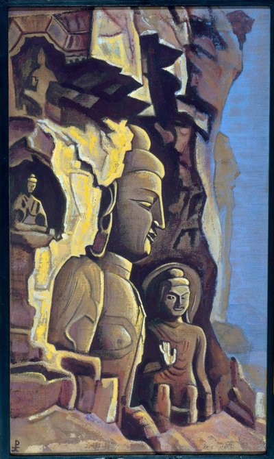 Yungang (Kiina). Nicolas (Nicholas) Roerichin (1874-1947) työ, tempera kankaalle tekijältä Nicholas Roerich