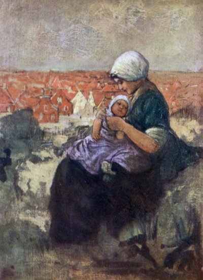 Scheveningenin äiti ja lapsi (väri litho) tekijältä Nico Jungman