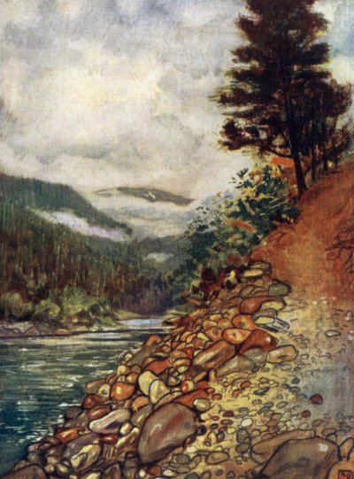 Norja: joki Gjorassa (väri litho) tekijältä Nico Jungman