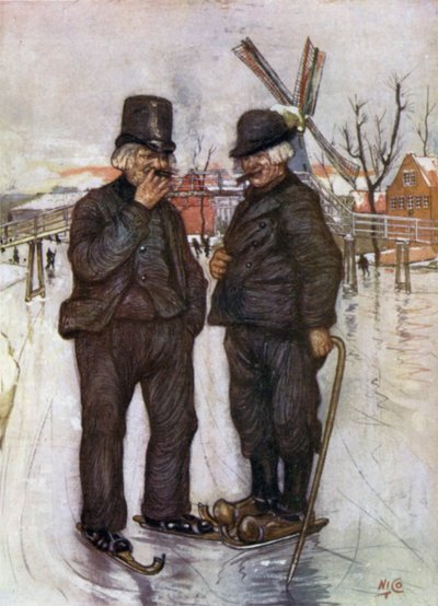 Vanhat hollantilaiset luistimet (väri litho) tekijältä Nico Jungman