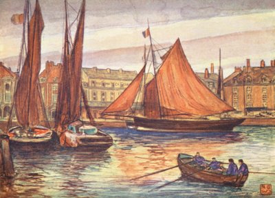 The Quay, Dieppe (värilitografia) tekijältä Nico Jungmann