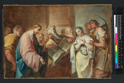 Nainen aviorikoksesta ennen vuotta 1750 (öljy kankaalle) tekijältä Nicolò (attr. to) Grassi