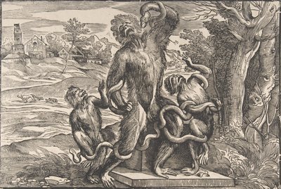 Karikatyyri veistosryhmästä "Laocoön", n. 1540-45, n. 1540-45. tekijältä Nicolò Boldrini.