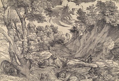 St. Jerome erämaassa, 1500-luvun puoliväli, 1500-luvun puoliväli. tekijältä Nicolò Boldrini.