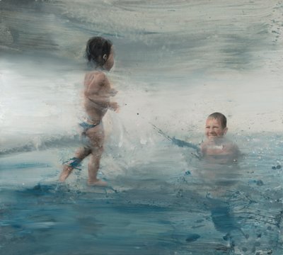 Lapset merellä, 2015 (öljy kankaalle) tekijältä Nicola Pucci