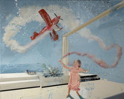 Smoky girl plane, 2022 (öljy kankaalle) tekijältä Nicola Pucci