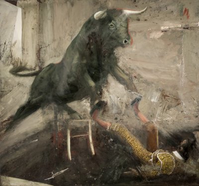 Toro-tuoli ja torero, 2017 (öljy kankaalle) tekijältä Nicola Pucci