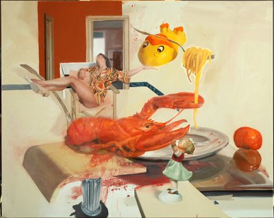 Nainen hummerin kanssa, 2011 (öljy kankaalle) tekijältä Nicola Pucci