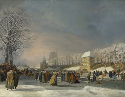 Naisten luistelukilpailut Stadsgrachtissa Leeuwardenissa, 21. tammikuuta 1809 Luistelukilpailut Stadsgrachtissa Leeuwardenissa 21. tammikuuta 1809 tekijältä Nicolaas Baur (signed by artist)