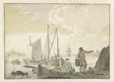 Jokinäkymä laivoilla tekijältä Nicolaes Aartman