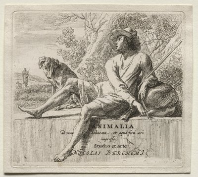 Animalia: Frontispiece, Shepherd ja Dog tekijältä Nicolaes Berchem