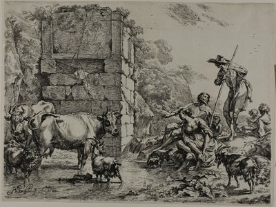 Lehmän juominen tekijältä Nicolaes Berchem
