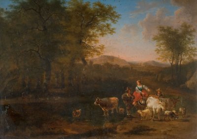 Pastoraalinen maisema hahmoilla, 1683. tekijältä Nicolaes Berchem