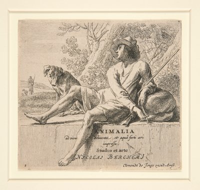 Paimen istuu kivellä (alkaen tekijältä Nicolaes Berchem