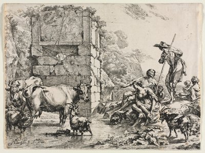 Lehmän juominen tekijältä Nicolaes Berchem