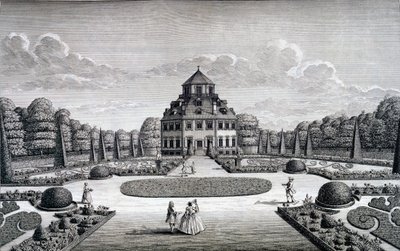 Näkymä Frydenlundin talolle ja puutarhaan tekijältä Nicolaes Jansz Visscher