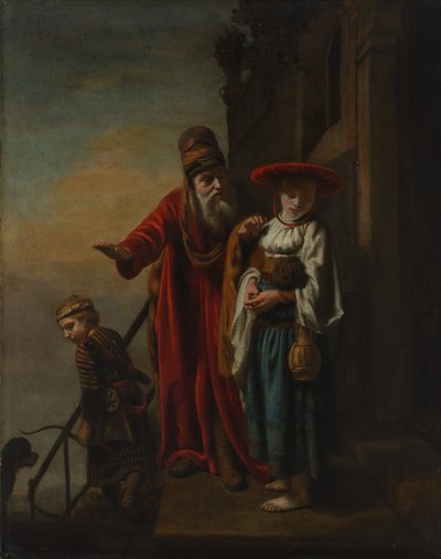 Abraham erottaa Hagarin ja Ismaelin, 1653. tekijältä Nicolaes Maes