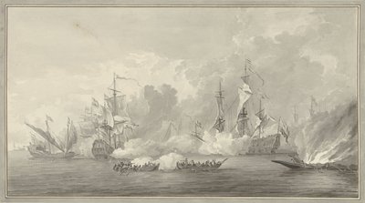 Meritaistelu, mahdollisesti lähellä Kijkduinia 21. elokuuta 1673 tekijältä Nicolaes Muys