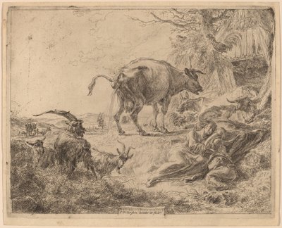 Lehmän kusiminen tekijältä Nicolaes Pietersz Berchem