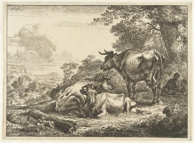 Kolme lepäävää lehmää tekijältä Nicolaes Pietersz Berchem