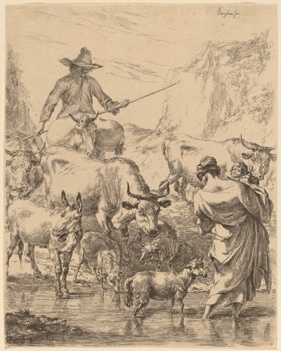 Lauma ylittää puron tekijältä Nicolaes Pietersz Berchem