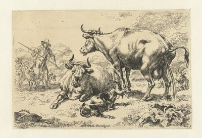 Valehtelee ja kusee lehmä Eläimet (sarjan nimi) tekijältä Nicolaes Pietersz Berchem