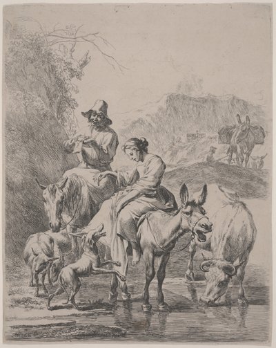 Joen ylitys tekijältä Nicolaes Pietersz. Berchem