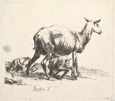 Lampaat karitsanhoitoon. tekijältä Nicolaes Pietersz. Berchem