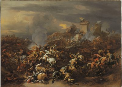 Taistelu Aleksanterin ja Poruksen välillä tekijältä Nicolaes Pietersz. Berchem