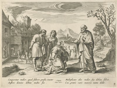 Elisa auttaa köyhää leskeä Elisan historia (sarjan nimi) tekijältä Nicolaes Ryckmans
