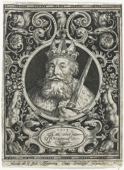 Kaarle Suuri, frankkien kuningas, 1594 tekijältä Nicolaes de Bruyn