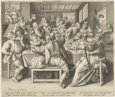 En huis vol feestrumoer House of Joy (otsikko esineessä) tekijältä Nicolaes de Bruyn