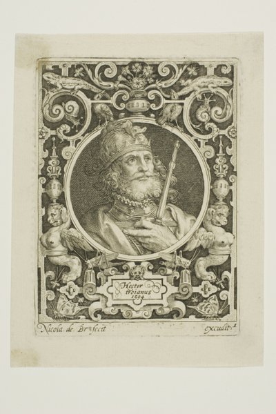 Troijan Hektor, levy yksi teoksesta The Nine Worthies (Yhdeksän kunniakasta). tekijältä Nicolaes de Bruyn