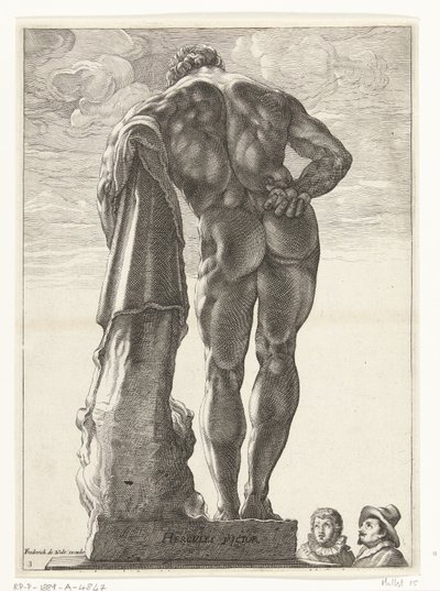 Hercules Farnese Hercules Victor (otsikko esineessä) Kolme antiikkipatsasta Roomassa Goltziuksen jälkeen (sarjan nimi) tekijältä Nicolaes de Bruyn