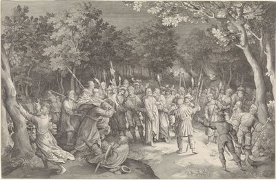 Judas Kiss ja Kristuksen pidätys tekijältä Nicolaes de Bruyn