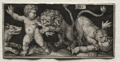 Lionit hyökkäävät lapsiin tekijältä Nicolaes de Bruyn