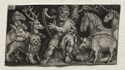 Orpheus hurmaamassa eläimiä tekijältä Nicolaes de Bruyn