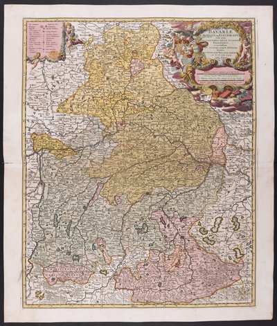Baijerin kartta,  Nicolaes Visscher, kartografi,  Noin 1730, tekijältä Nicolaes the Elder (after) Visscher