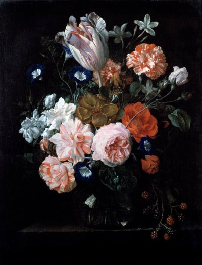 Tulppaani, neilikat ja aamun loisto lasimaljakossa, 1600-luku. tekijältä Nicolaes van Veerendael