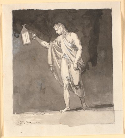 Diogenes loistaa pimeässä lyhdyn kanssa tekijältä Nicolai Abildgaard