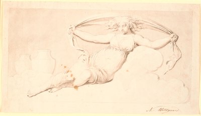 Nit, una figura femenina en repòs. Fet com a grisalla. Mateixa composició que el Td 542.38, però sense ales i amb acabat de pèl trencat tekijältä Nicolai Abildgaard