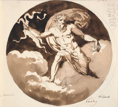 Torstai. Jupiter salama oikealla kädellä tekijältä Nicolai Abildgaard