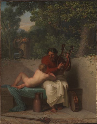 Kreikkalainen runoilija Anacreon ja Bathyll, 1808. tekijältä Nicolai Abraham Abildgaard