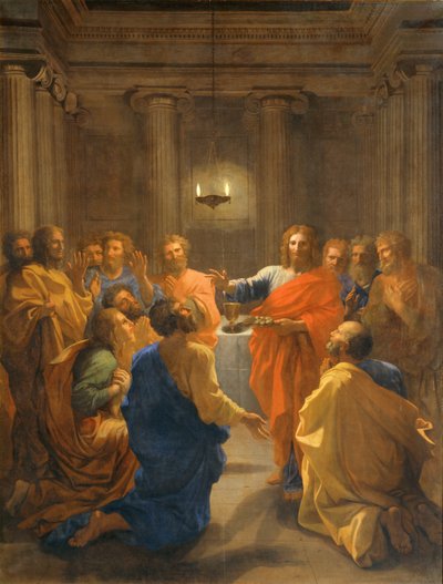 Jeesus Kristus asettaa eukaristian ... tekijältä Nicolas (attr.to) Poussin