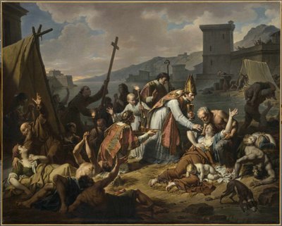 Monsignor de Belsuncen hartaus Marseillen ruton aikana, 1720, ennen vuotta 1819. tekijältä Nicolas André Monsiaux