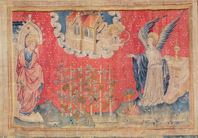 Kadotettujen sato, Angersin maailmanlopun kuvakudoksesta, 1373-87 (kuvakudos). tekijältä Nicolas Bataille