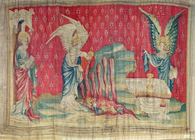 Toinen ja kolmas pullo, joka kaadettiin mereen ja vesiin, nro 59 teoksesta "The Apocalypse of Angers", 1373-87 (kuvakudos) tekijältä Nicolas Bataille